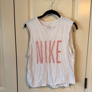 Nike White Muscle Tank with Faded Orange Logo